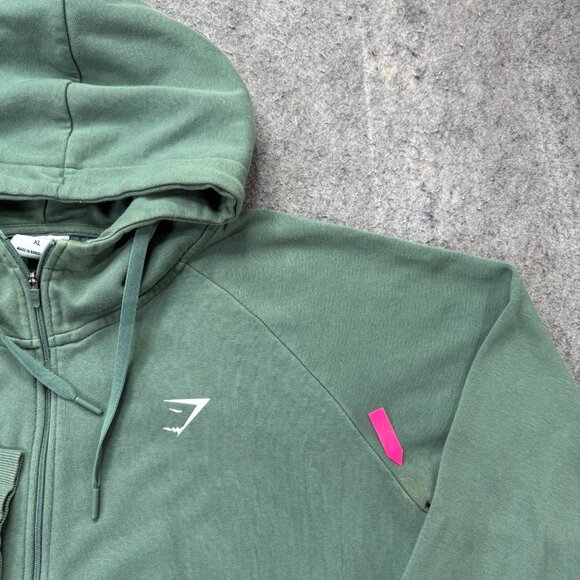 Gymshark Full Zip Hoodie Women's XL Green Solid Fleece Drawstring B1A1C - Picture 3 of 14
